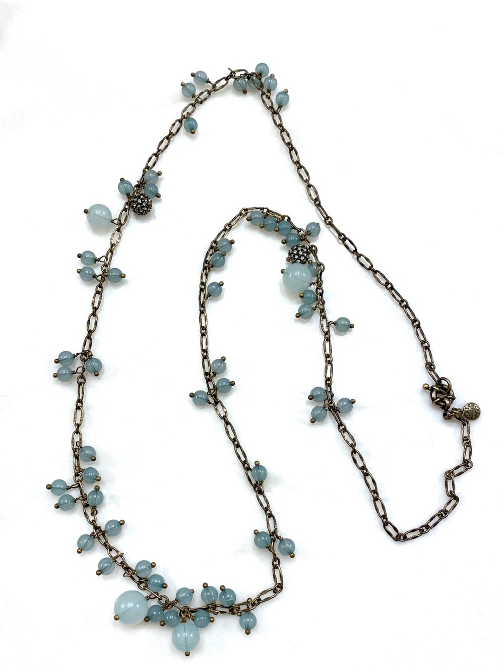 J. Crew Aqua Bead Long Station Necklace